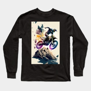 Dirt Bike Paint Splash Style Long Sleeve T-Shirt